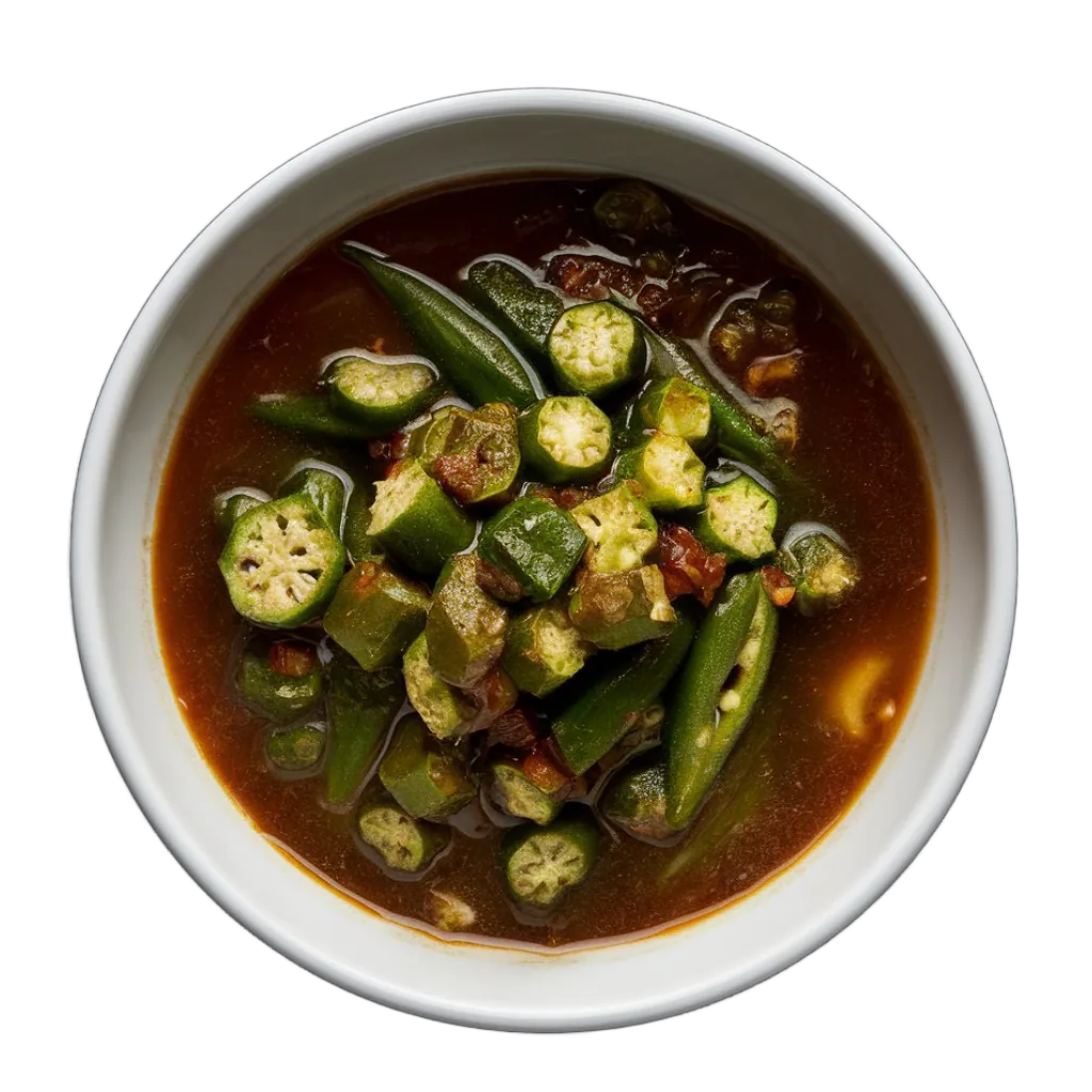 Bamia (Okra) – okra stewed in tomato from Village Foods Wholesale